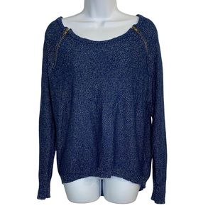 BISOU BISOU by Michele Bohbot Zip Neck Metallic Sweater Sz L